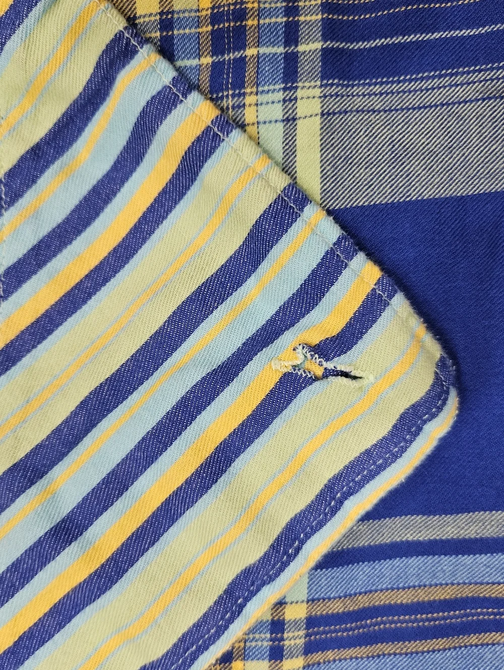 VTG Tommy Hilfiger Bright Blue Green Yellow Plaid Stripe Cotton TWIN Duvet Cover